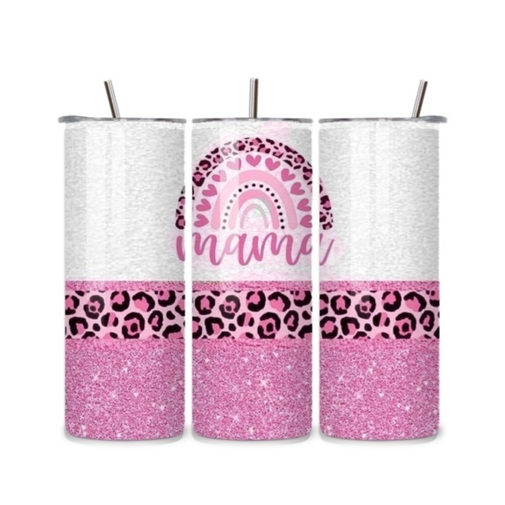 Mama Pink Glitter 20oz Stainless Steel Tumbler